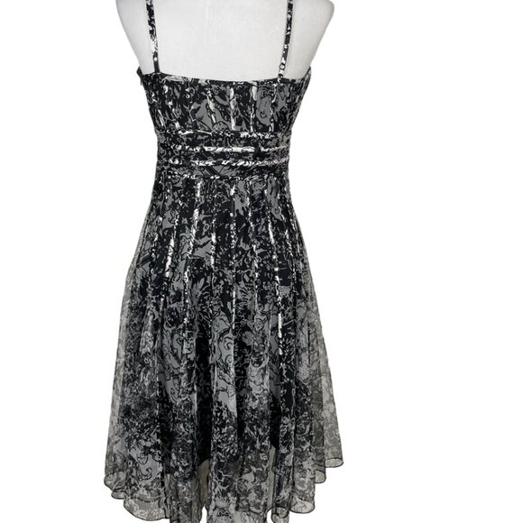 JS Collections Fit & FlareTulle Corset Cocktail Midi Dress Size 8 Black/Gray - Picture 8 of 13
